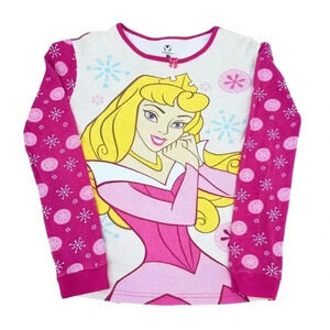 Y2K Disney Store Sleeping Beauty Aurora Pink Long Sleeve Tee Size 5/6T